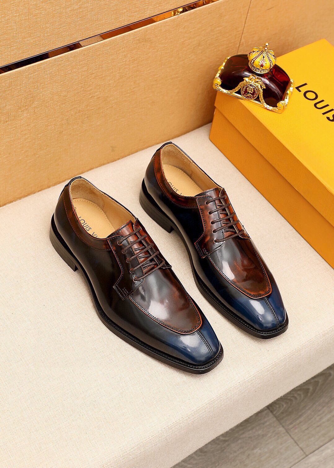 Louis Vuitton Dark Brown & Black Oxford Shoes — front