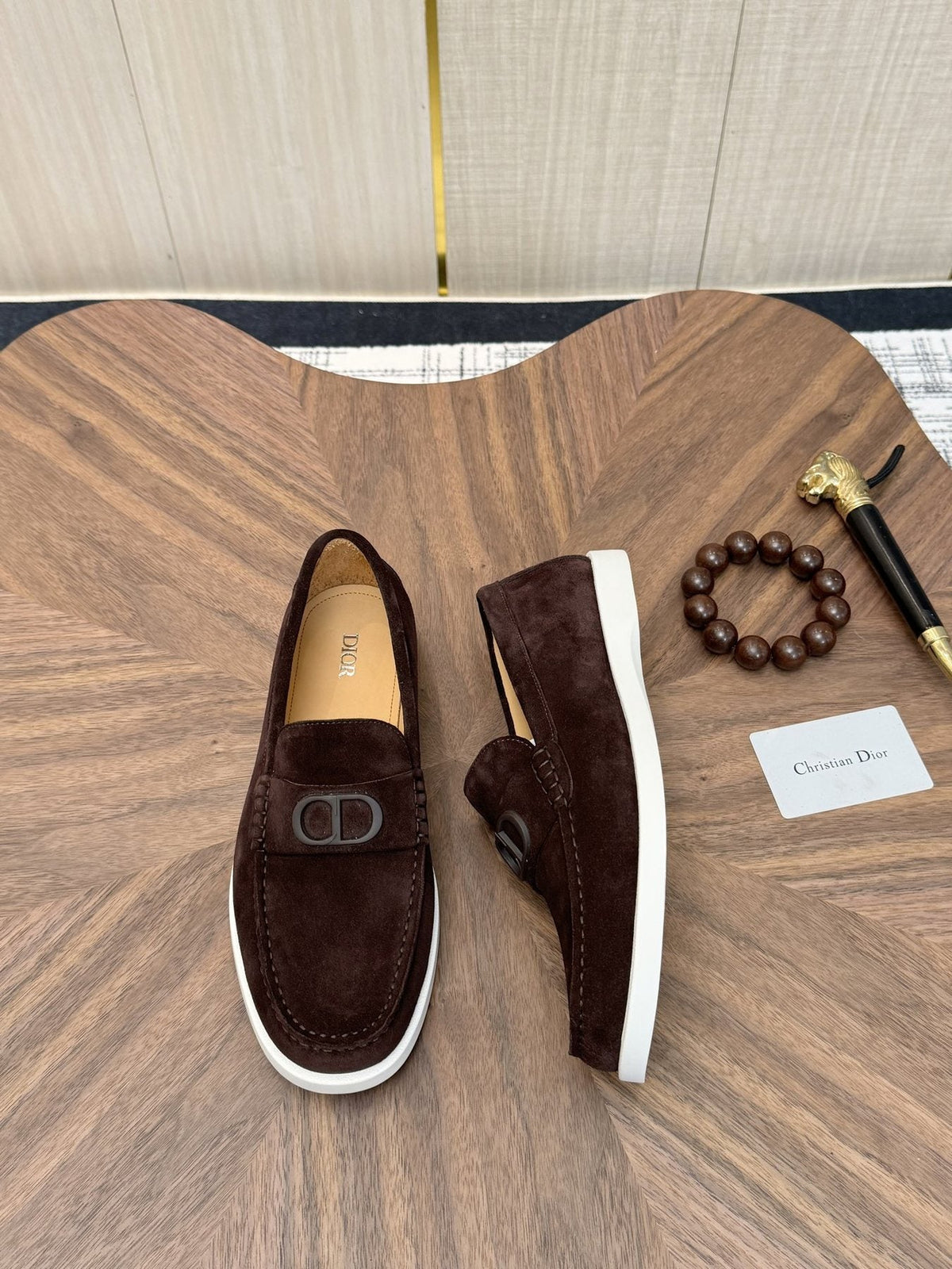 Dior Contrast-Sole Slip-On Loafers — side