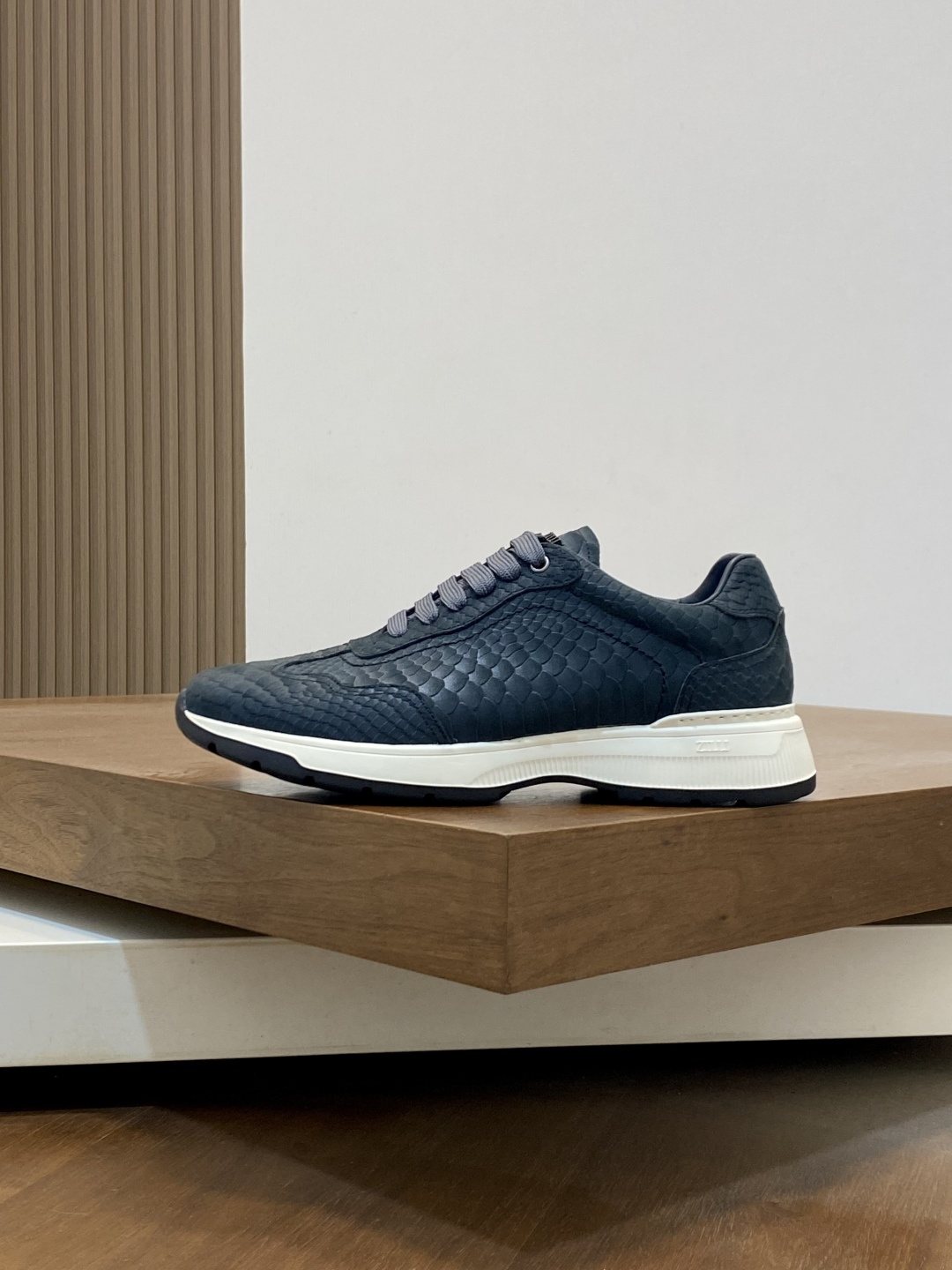 ZILLI Black Textured Low-Top Sneakers — side