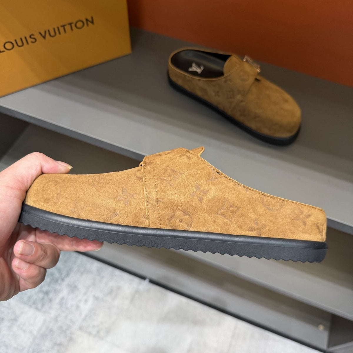 Louis Vuitton Monogram Buckle Slide Sandals — side