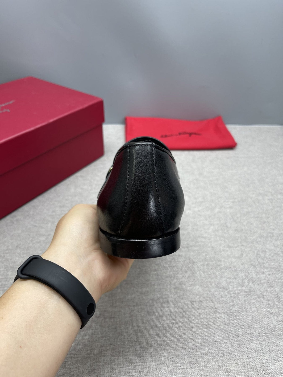 Ferragamo Black Gancini Hardware Loafers — back