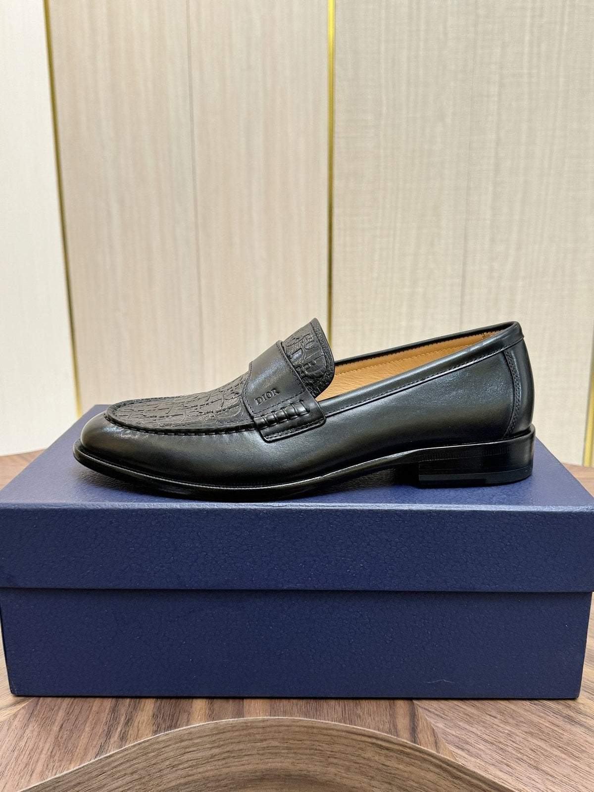 Dior Textured Leather Loafers — side