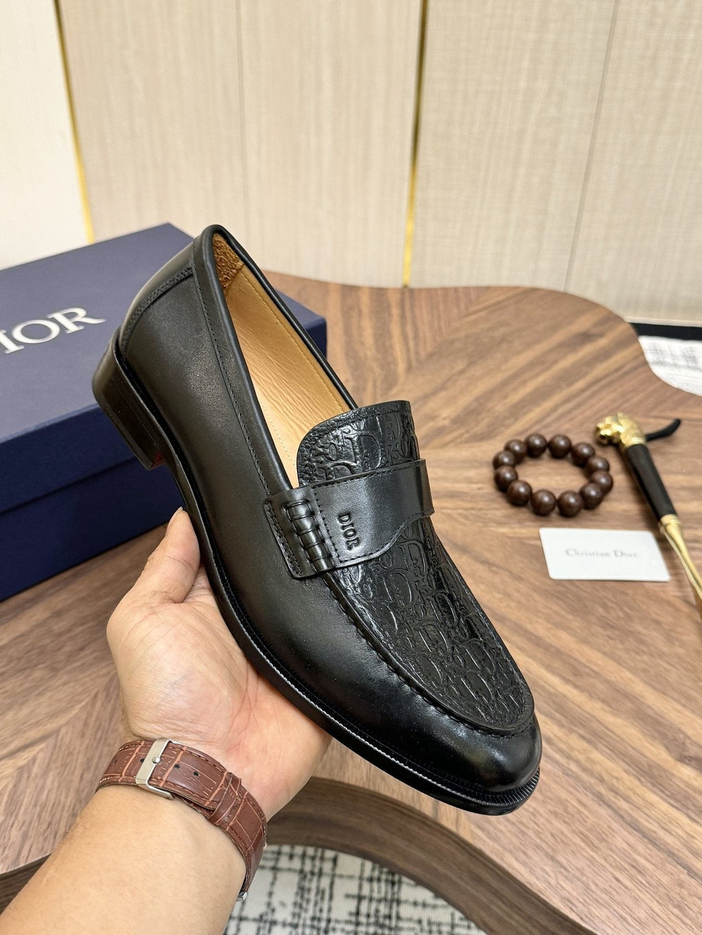 Dior Textured Leather Loafers — model