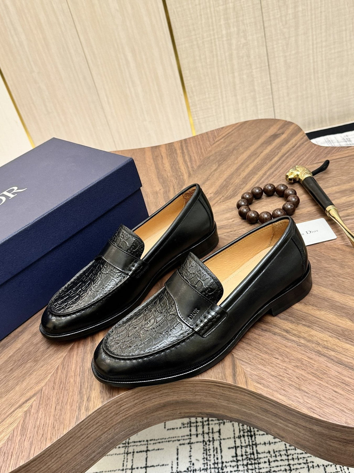 Dior Textured Leather Loafers — side