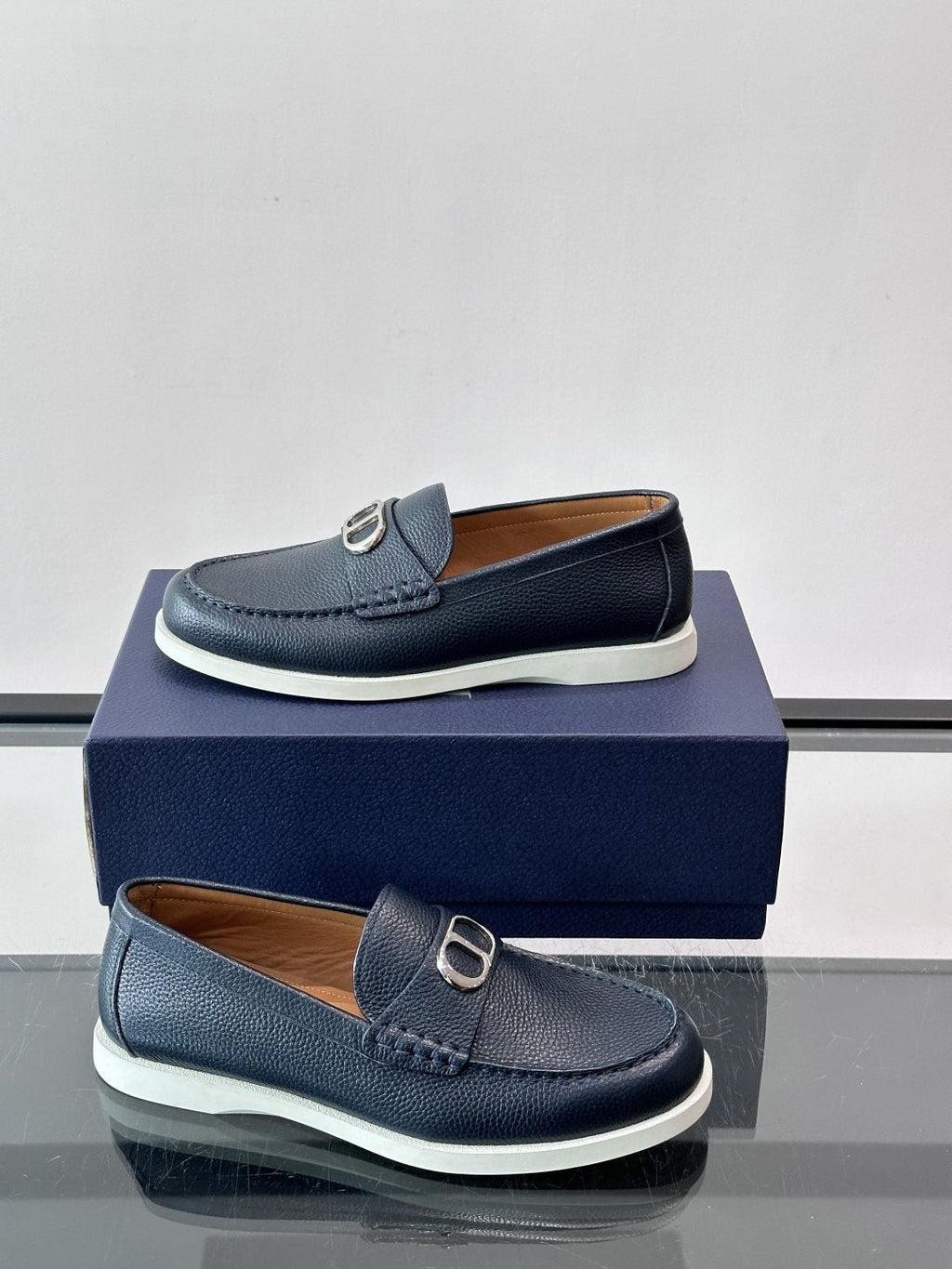 Dior Black Textured Slip-On Loafers — side
