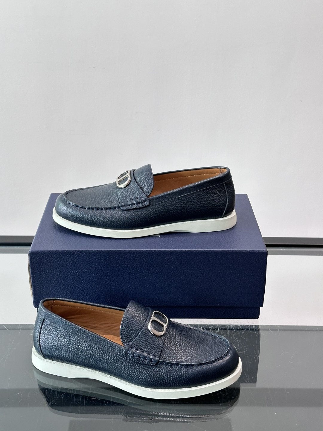 Dior Black Textured Slip-On Loafers — side