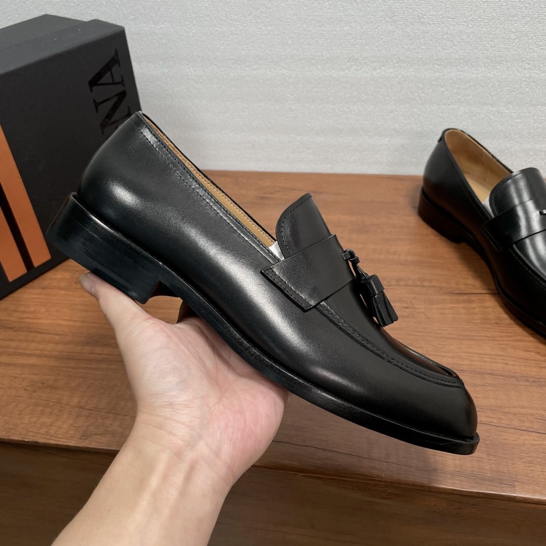 Zegna Tassel Strap Loafers — side