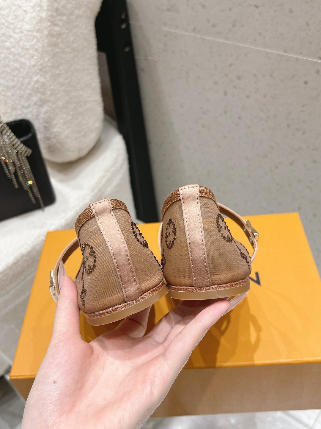 Louis Vuitton Patterned Double-Strap Mary Jane Flats — back