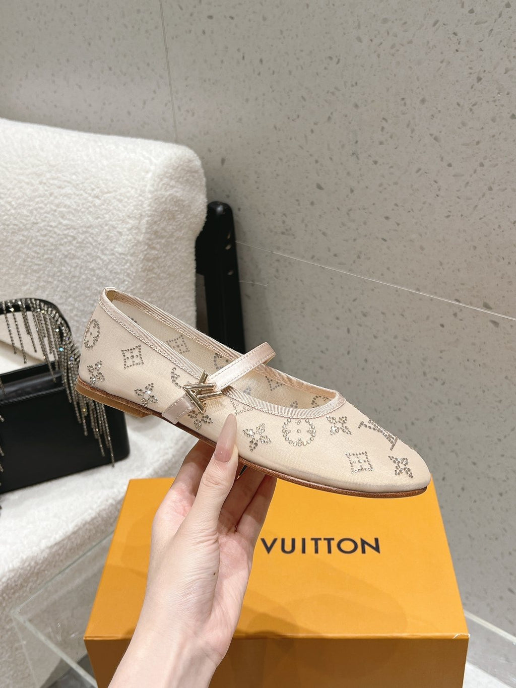 Louis Vuitton Patterned Double-Strap Mary Jane Flats — side