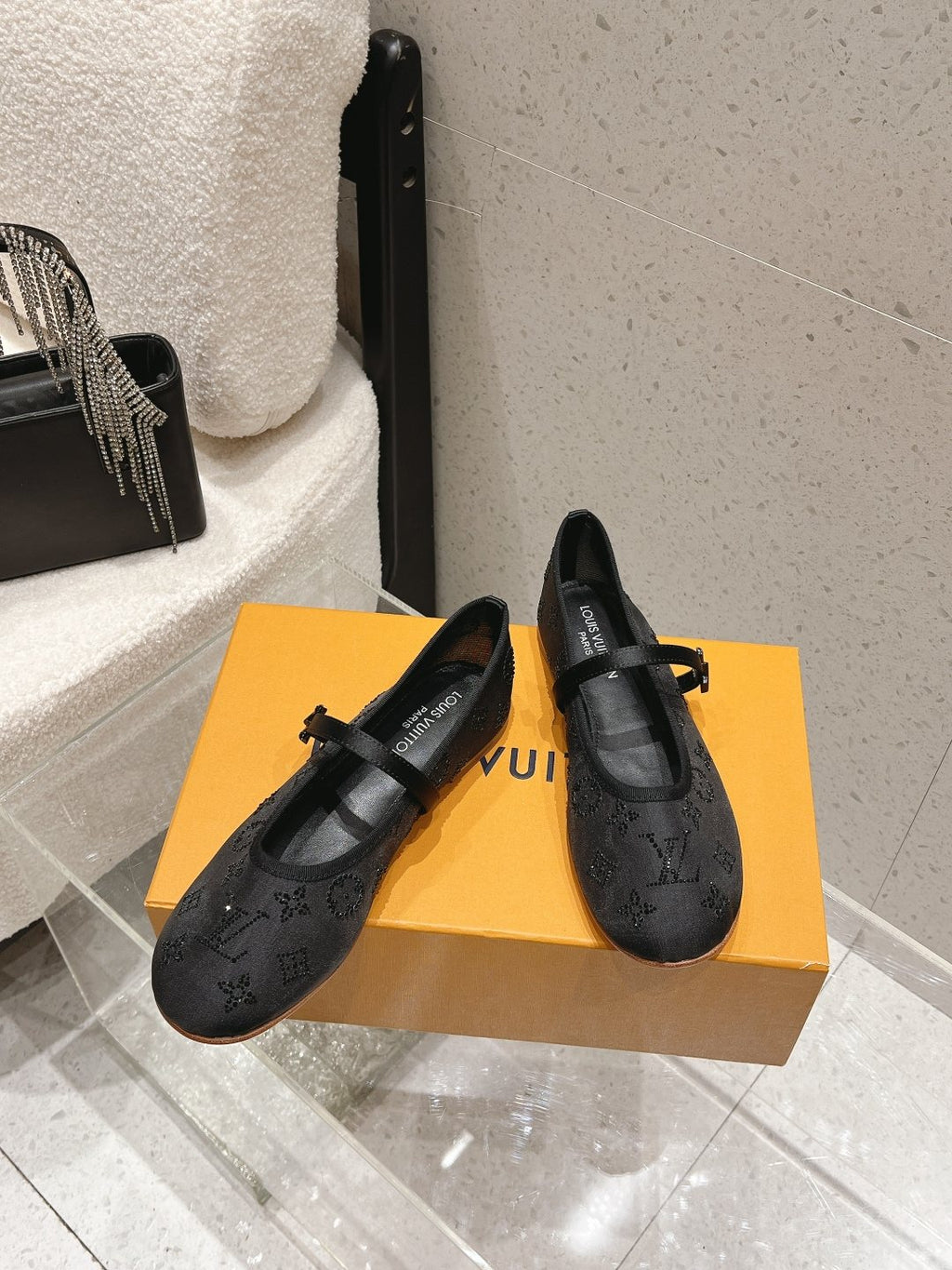 Louis Vuitton Patterned Double-Strap Mary Jane Flats — side