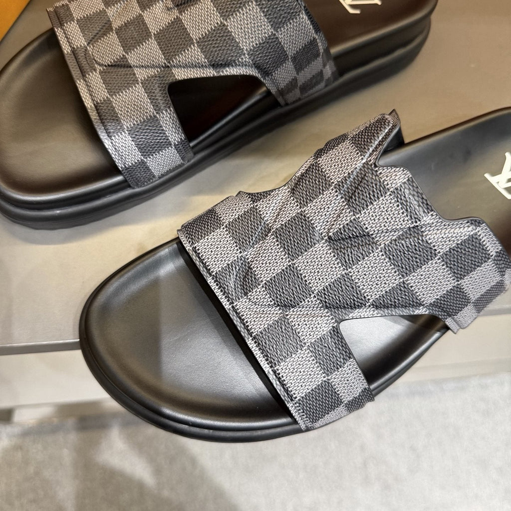 Louis Vuitton Checkerboard Crossover Slide Sandals — detail