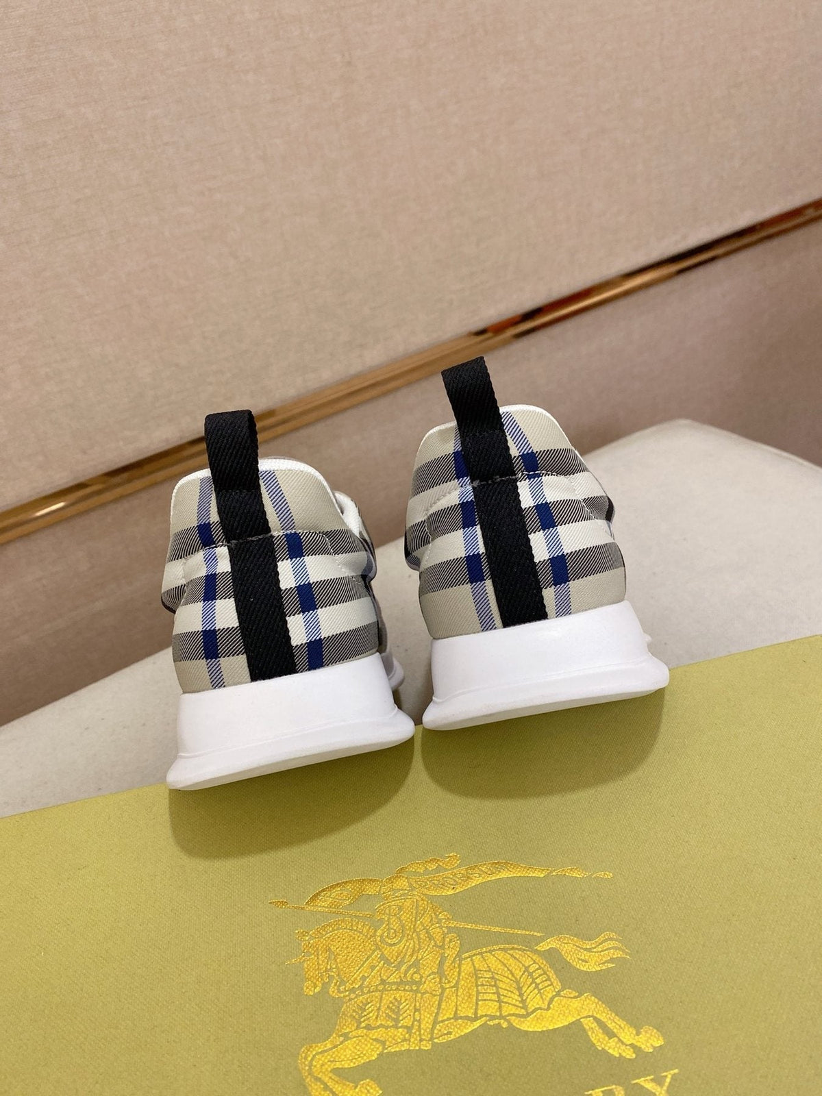 Hermès Gray Plaid Low-Top Sneakers — back