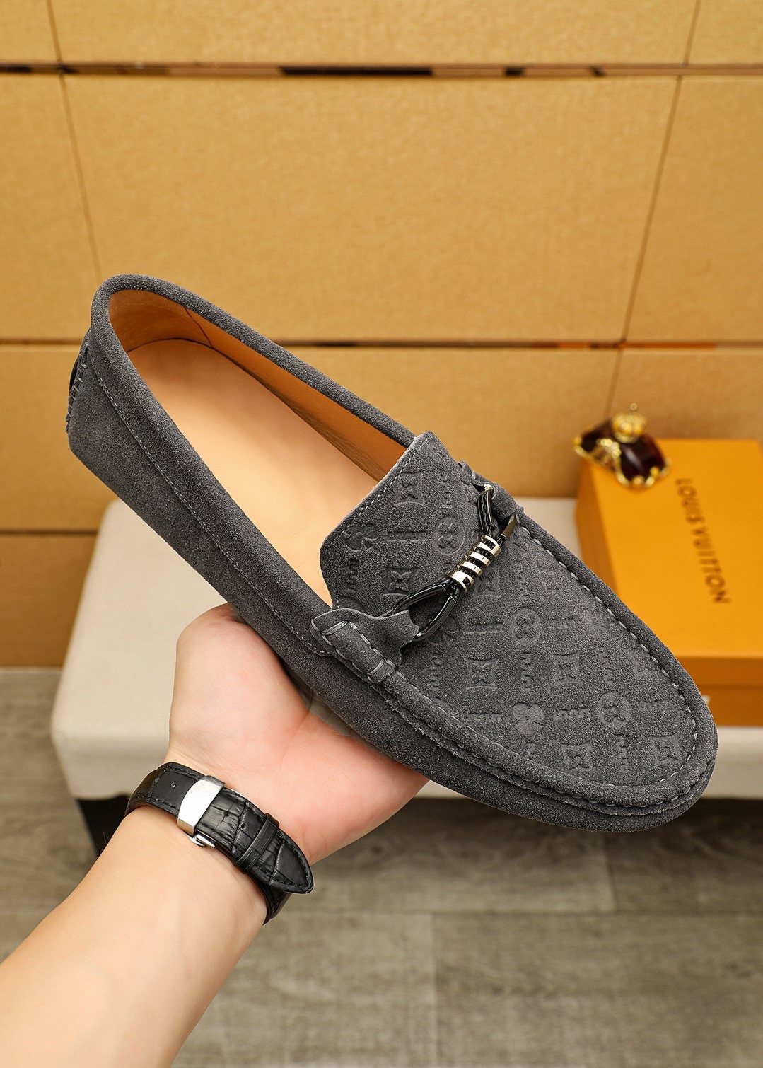 Louis Vuitton Embossed Hardware Loafers — model