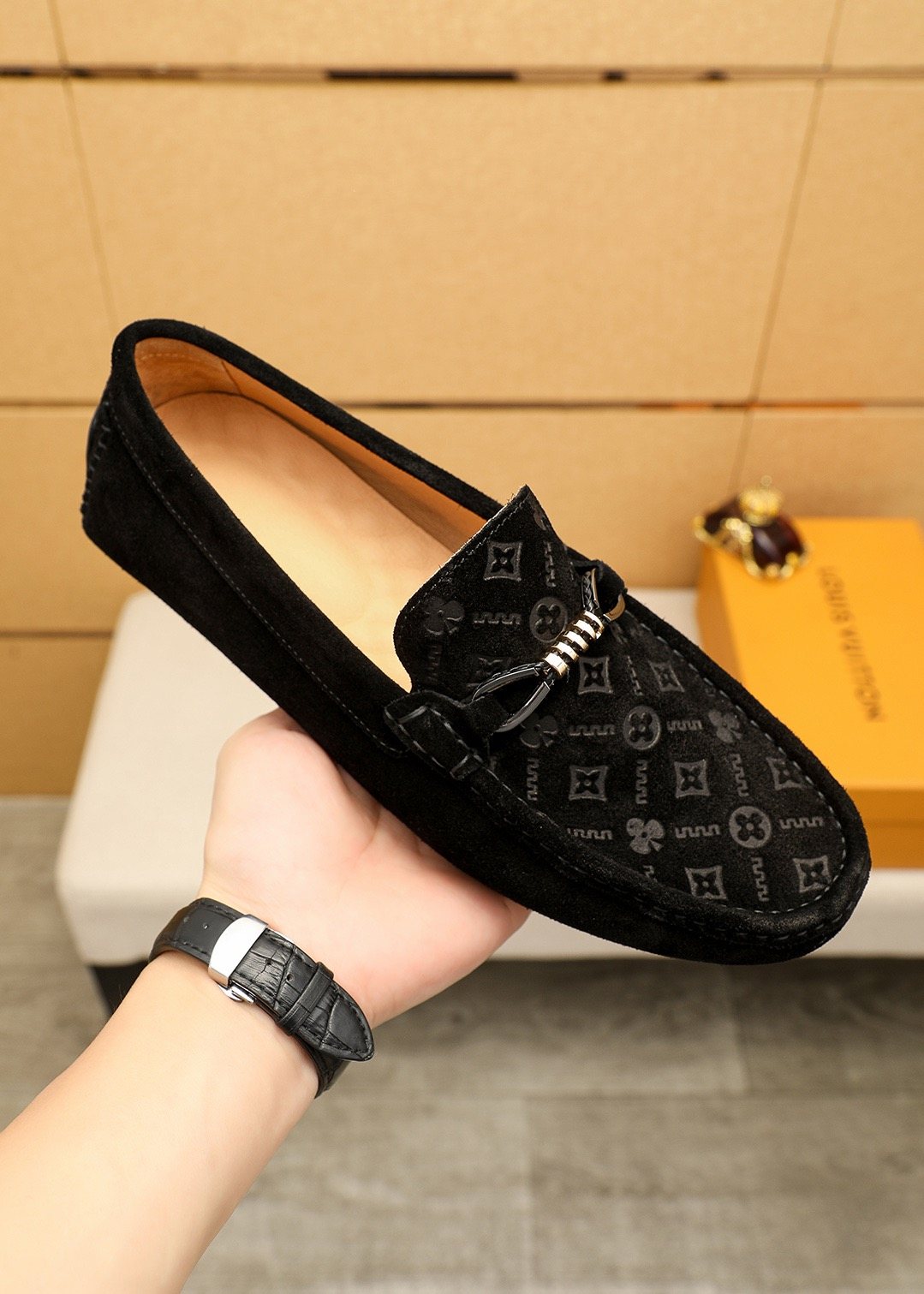 Louis Vuitton Embossed Hardware Loafers — model