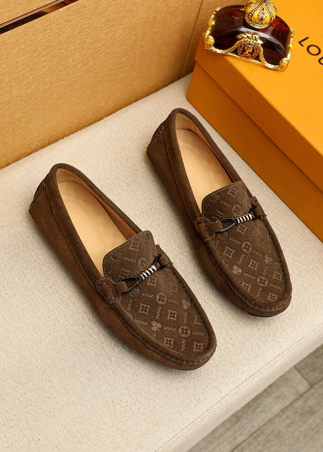 Louis Vuitton Embossed Hardware Loafers — front