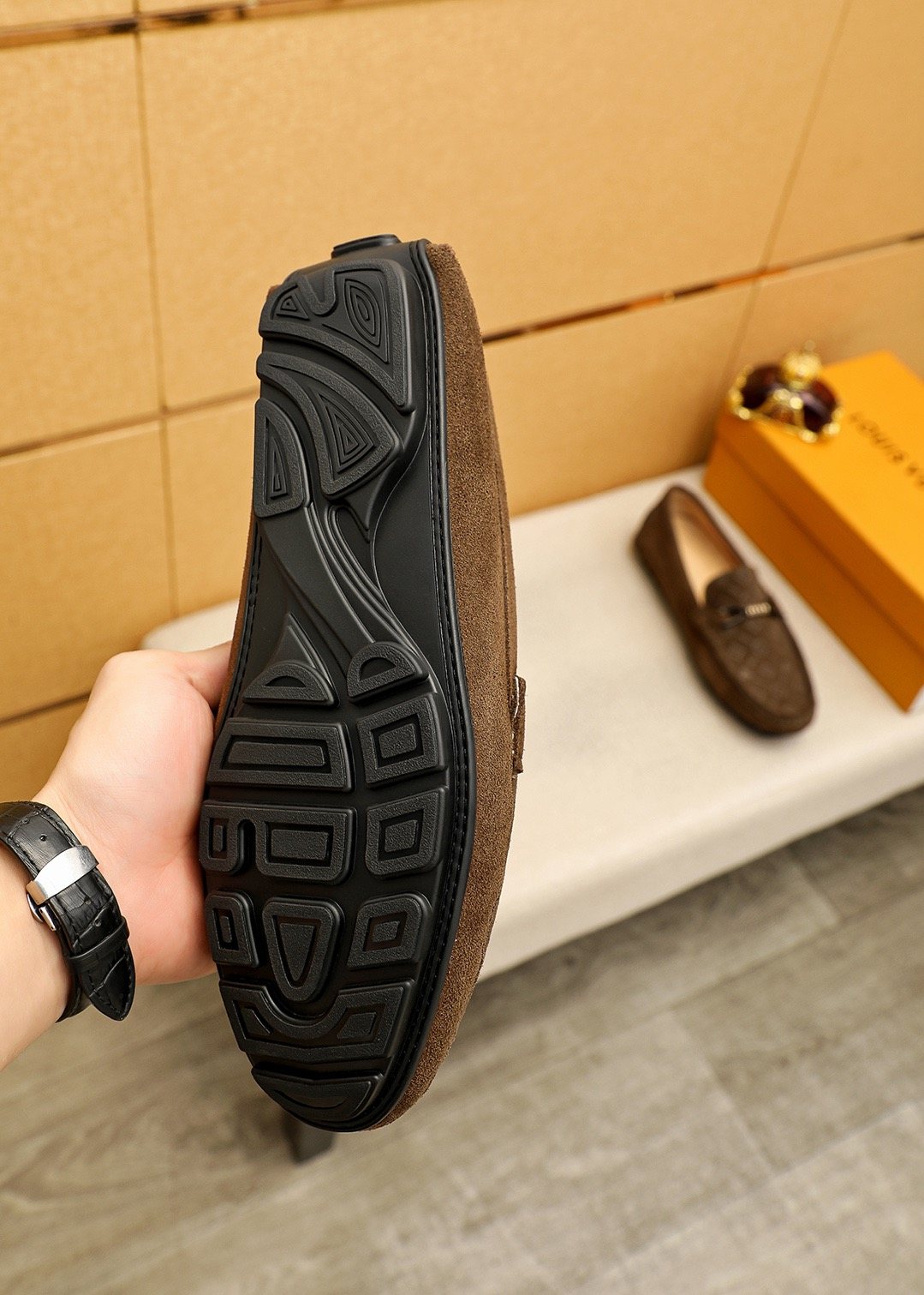 Louis Vuitton Embossed Hardware Loafers — detail