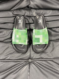 Louis Vuitton Slate Blue Checkered Slide Sandals — front