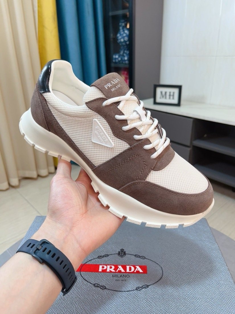 Prada Mesh Panel Lug Sole Sneakers — side