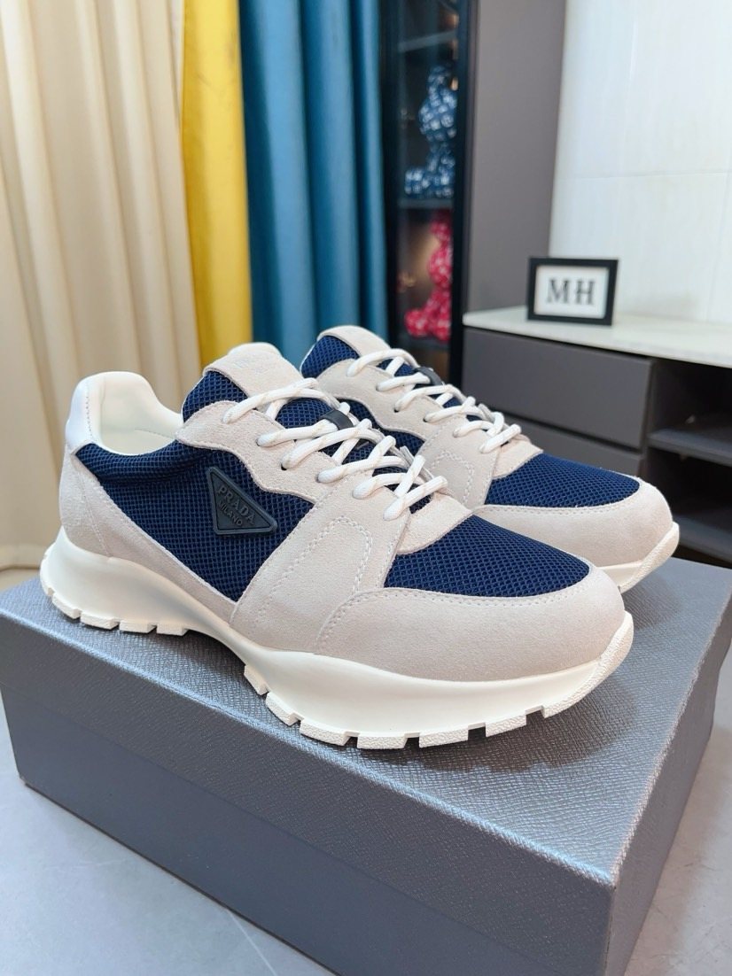 Prada Mesh Panel Lug Sole Sneakers — front