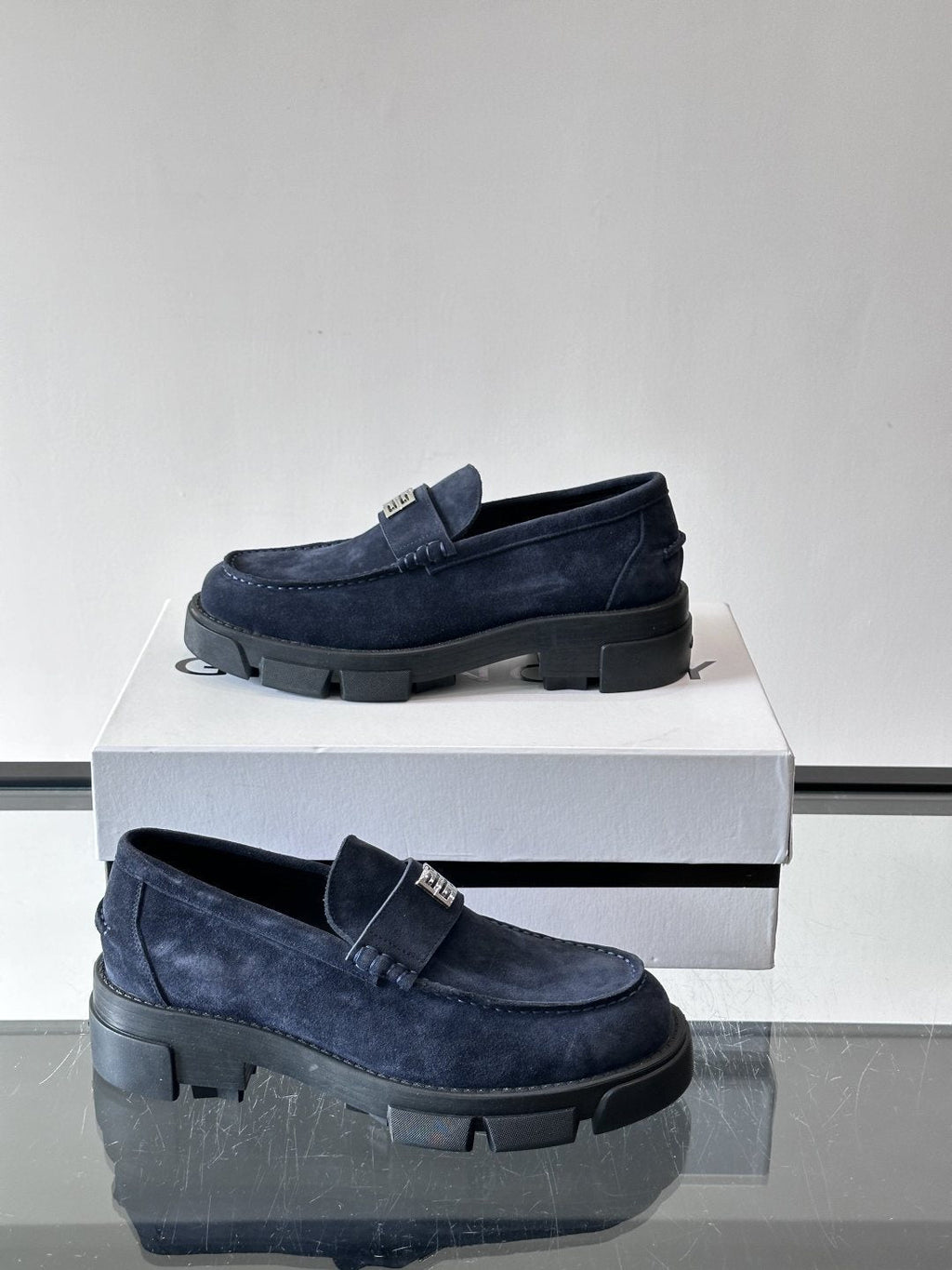 Givenchy Suede Lug-Sole Loafers — side