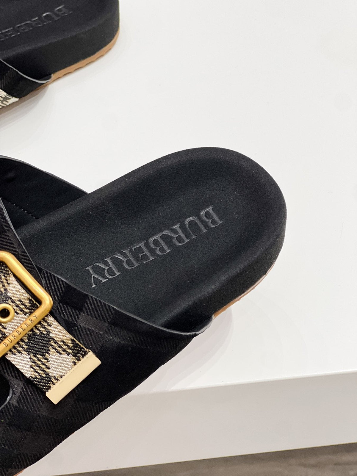 Burberry Check Strap Slide Sandals — detail