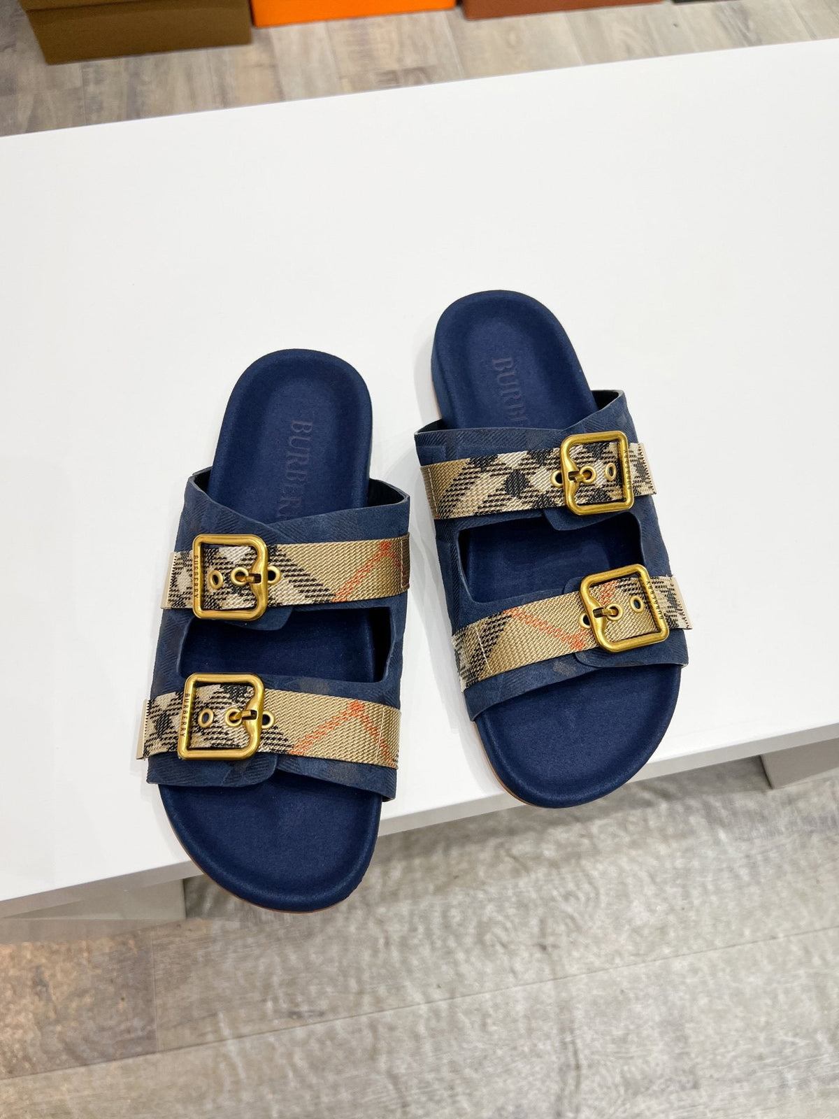 Burberry Check Strap Slide Sandals — hero
