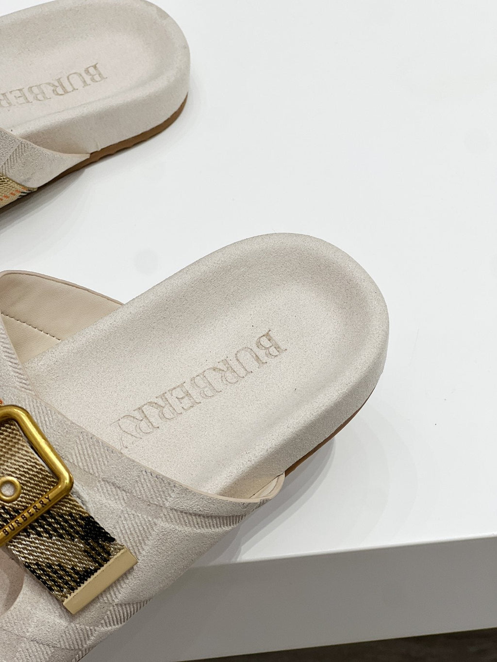 Burberry Check Strap Slide Sandals — detail