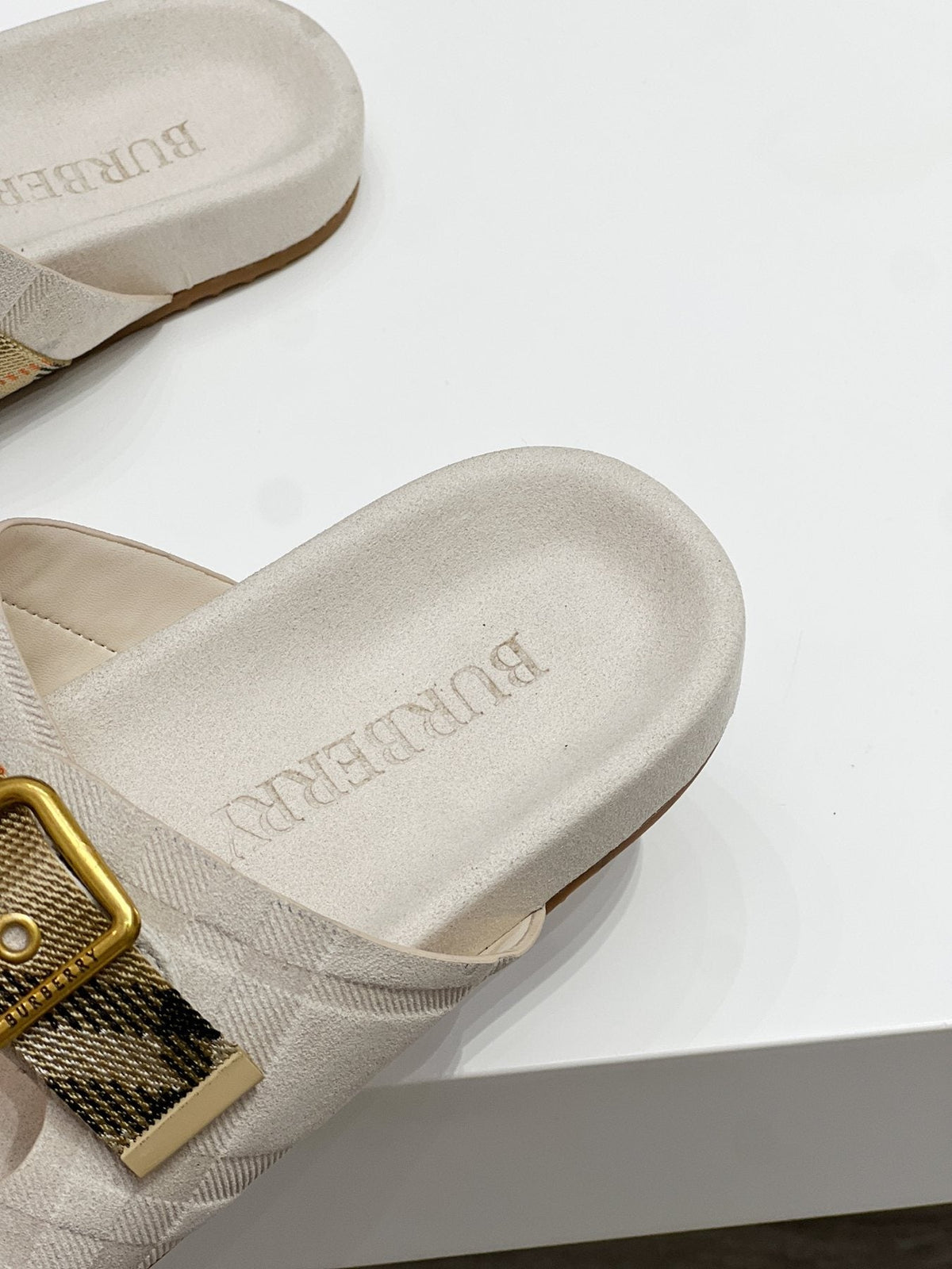 Burberry Check Strap Slide Sandals — detail