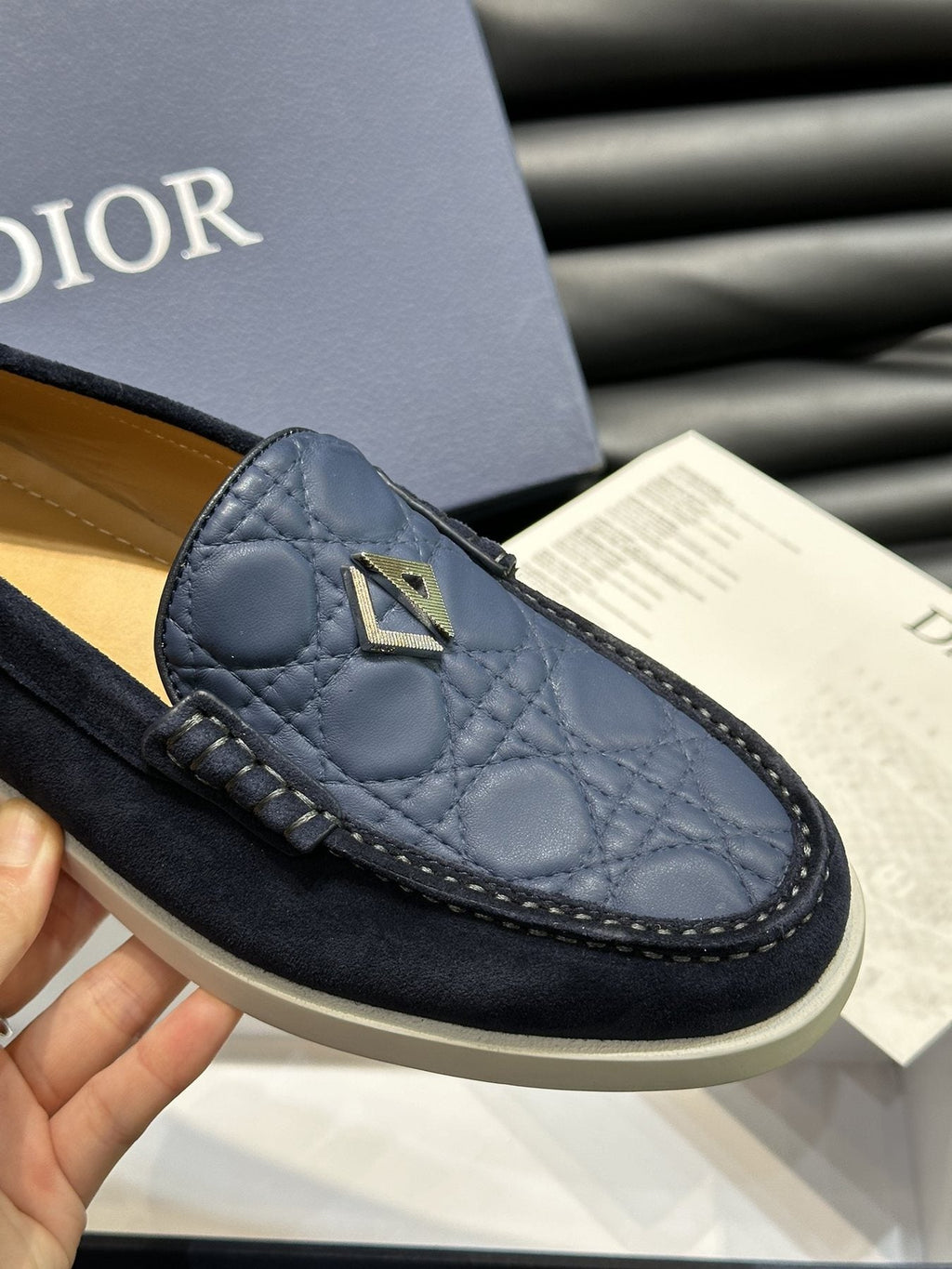Dior Patterned Panel Loafers — detail