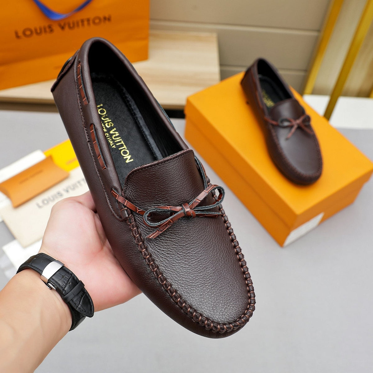 Louis Vuitton Bow Moc-Toe Loafers — side