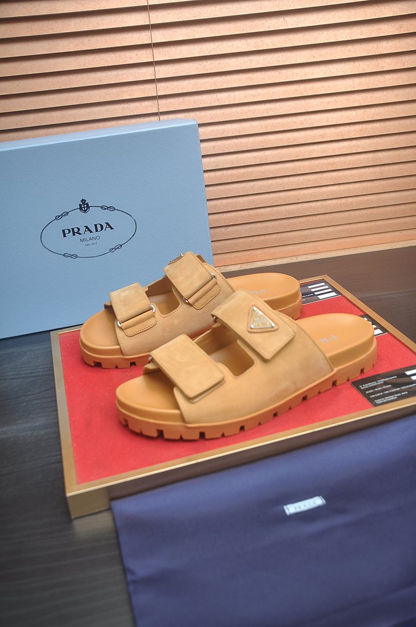 Prada Two-Strap Lug Sole Slide Sandals — side