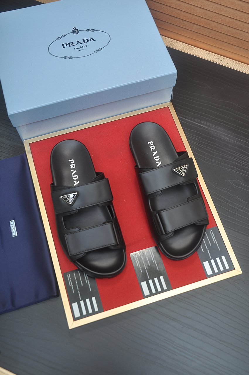 Prada Two-Strap Lug Sole Slide Sandals — front