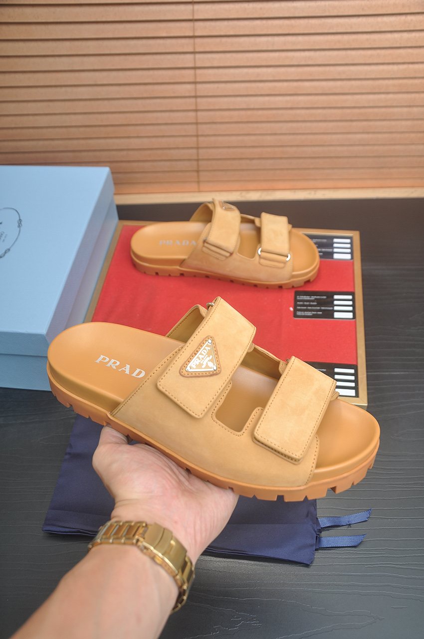 Prada Two-Strap Lug Sole Slide Sandals — model