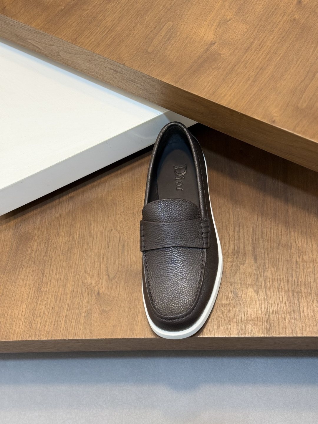Dior Textured Leather Slip-On Shoes — front