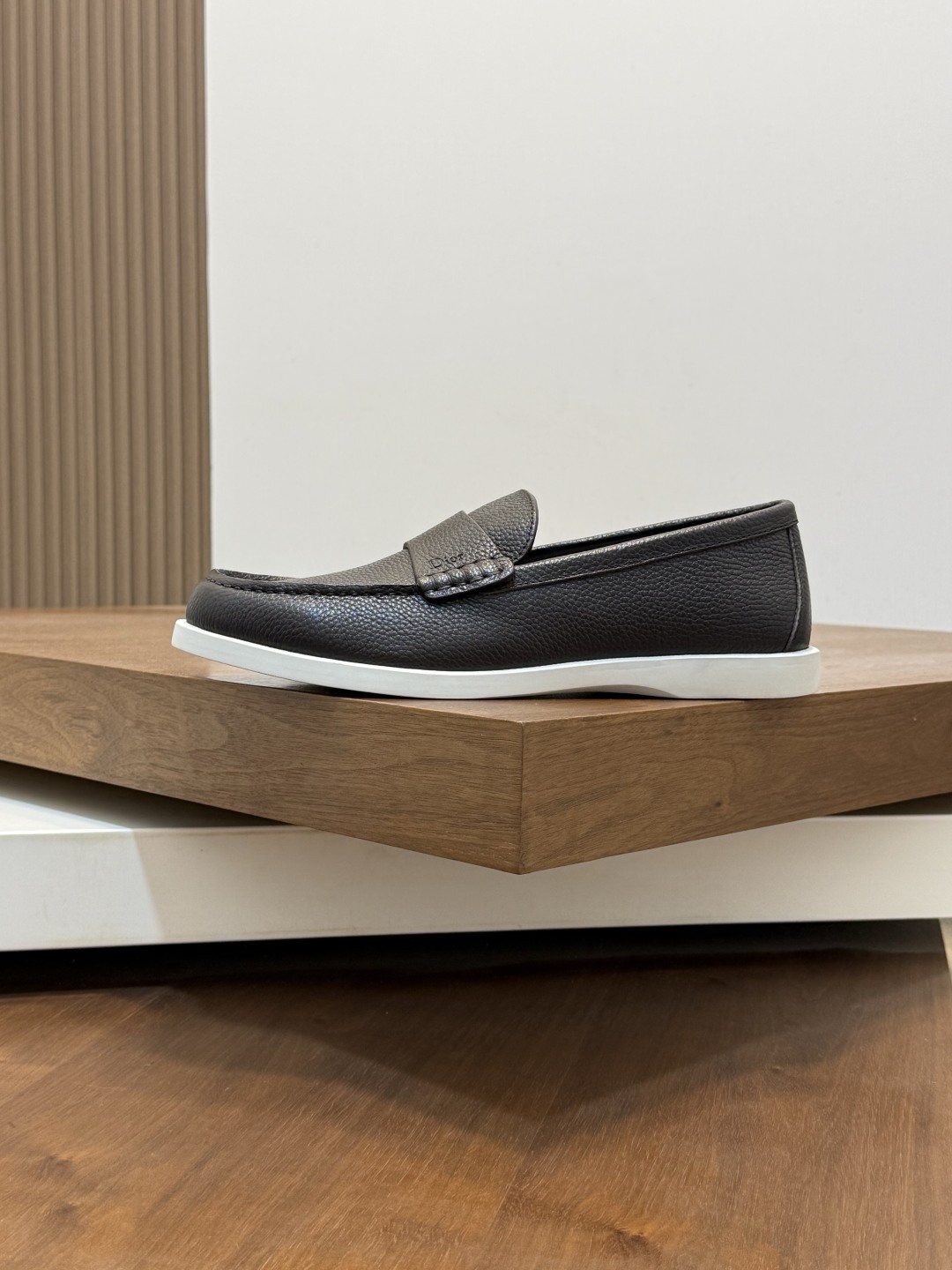 Dior Textured Leather Slip-On Shoes — side
