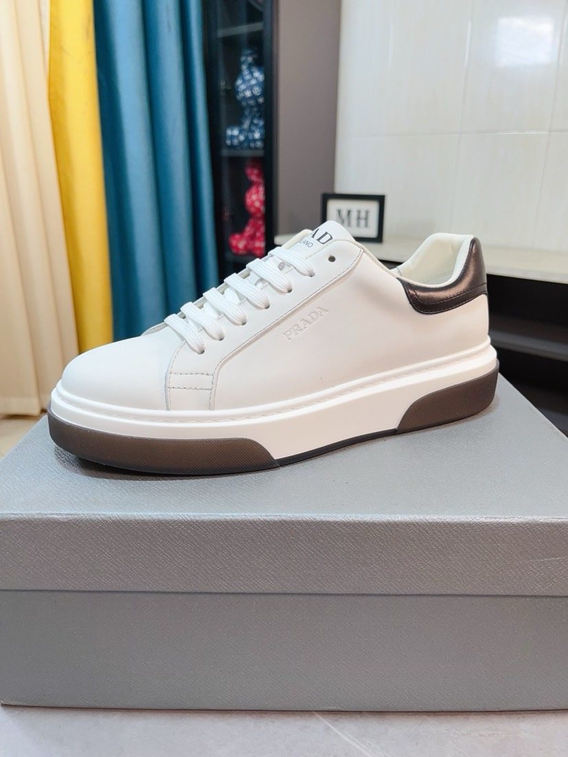 Prada Triangle Patch Low-Top Sneakers — side
