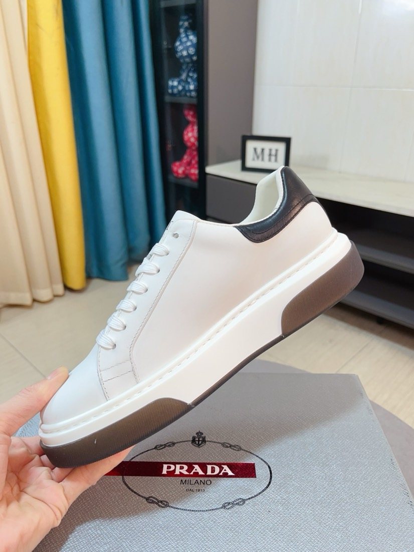Prada Triangle Patch Low-Top Sneakers — side