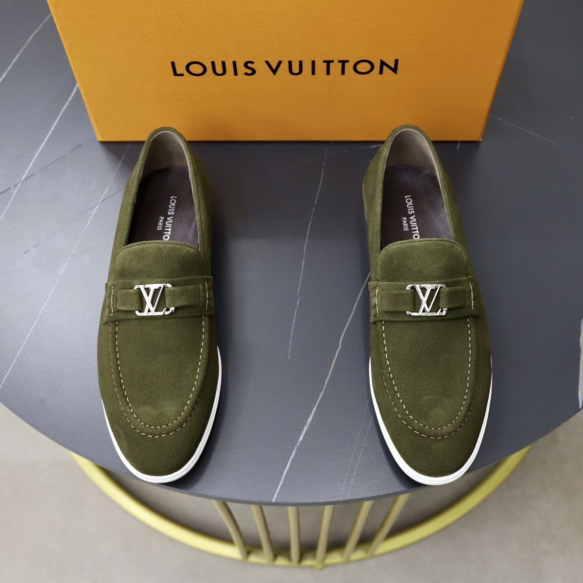 Louis Vuitton Suede-Like Metal Hardware Loafers — hero