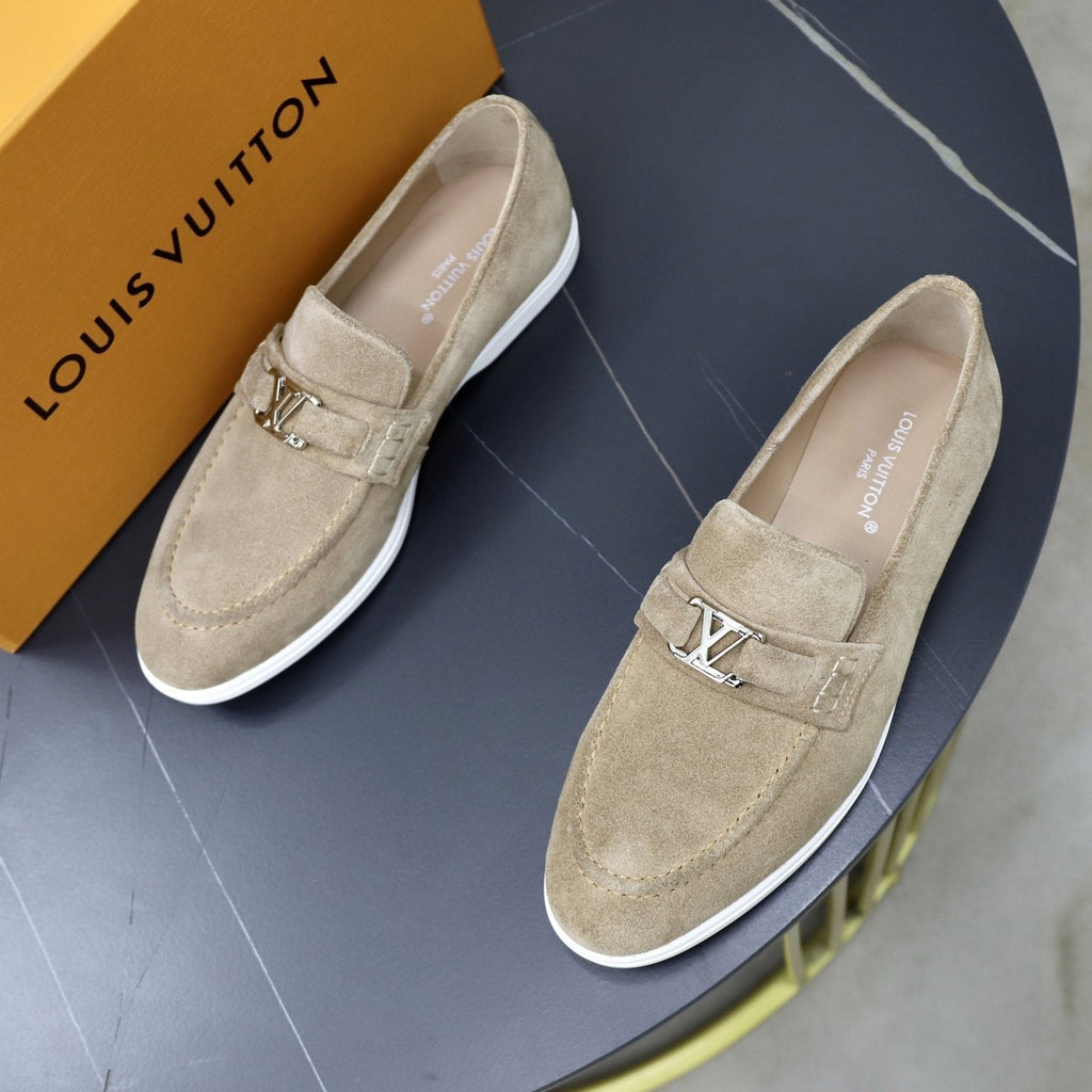 Louis Vuitton Suede-Like Metal Hardware Loafers — front