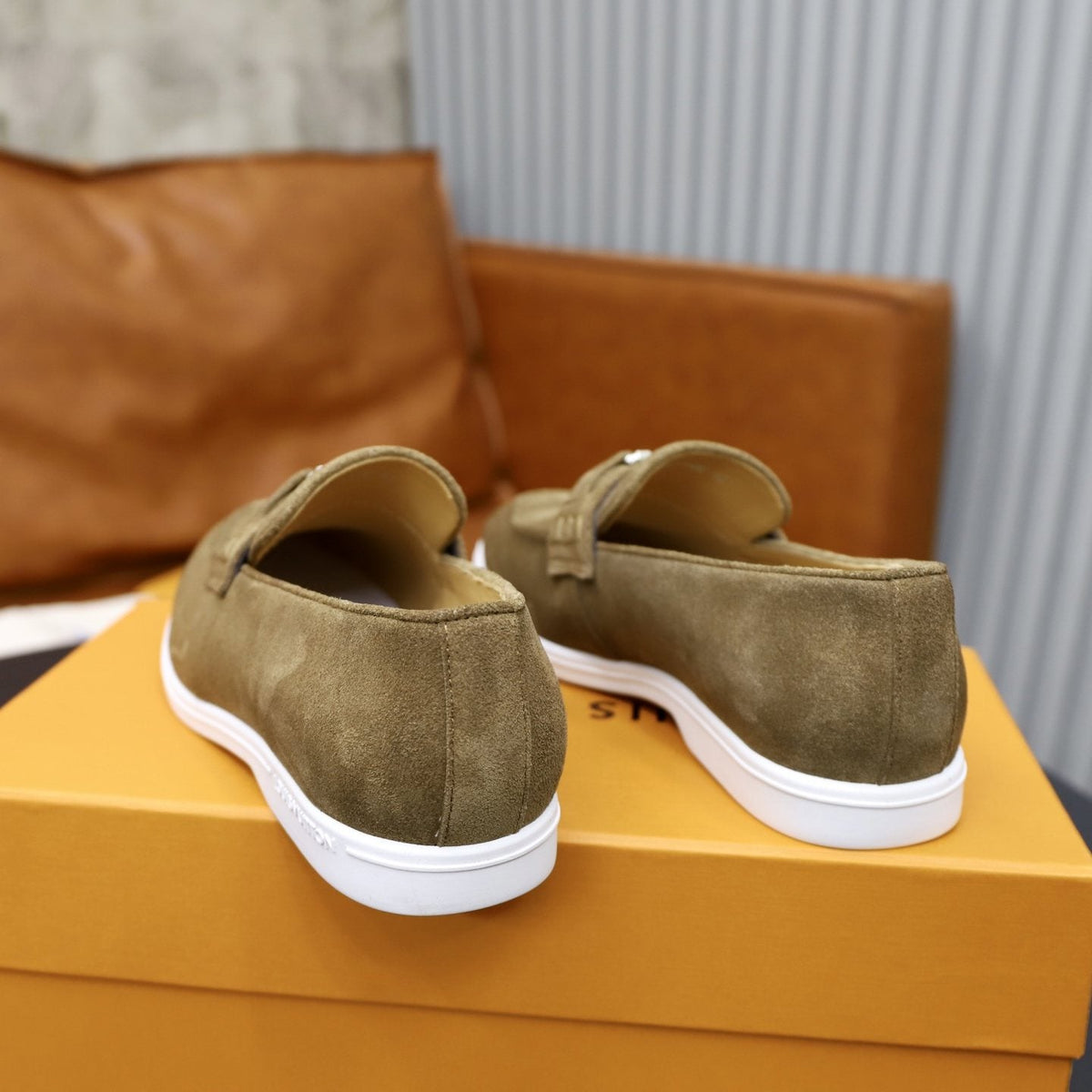 Louis Vuitton Suede-Like Metal Hardware Loafers — front