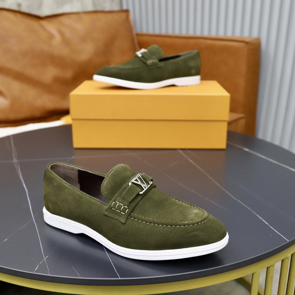 Louis Vuitton Suede-Like Metal Hardware Loafers — side