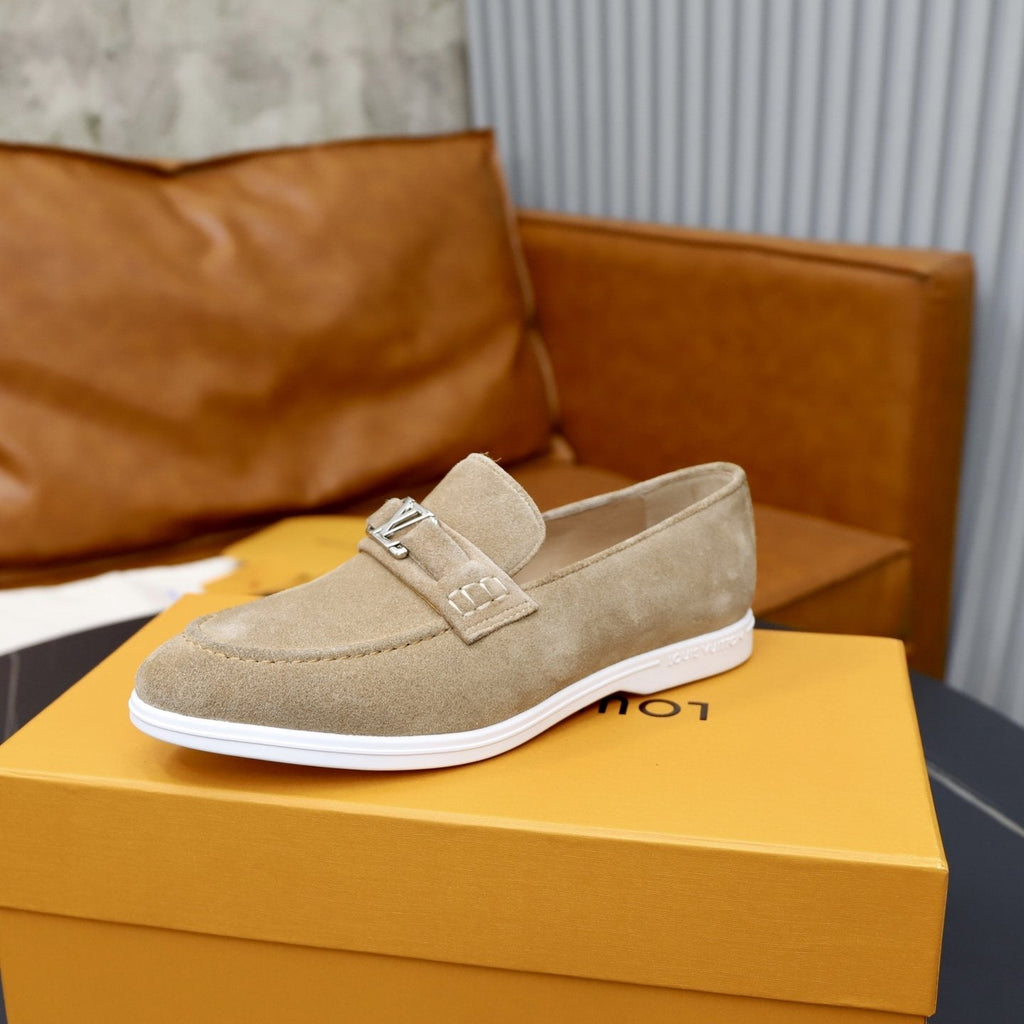 Louis Vuitton Suede-Like Metal Hardware Loafers — side