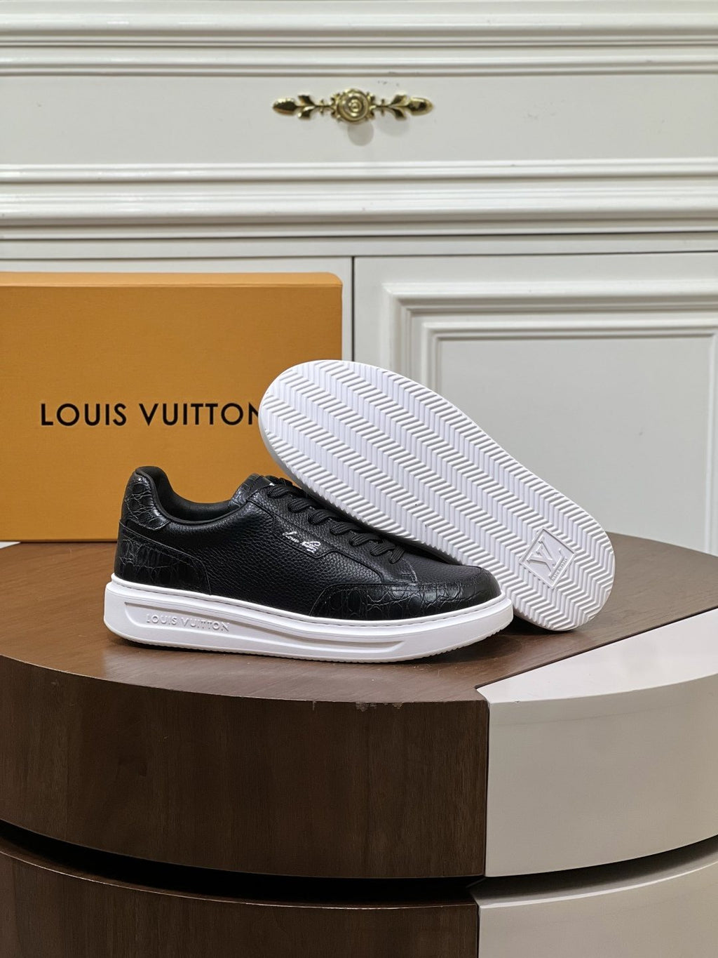Louis Vuitton Black Low-Top Sneakers — side
