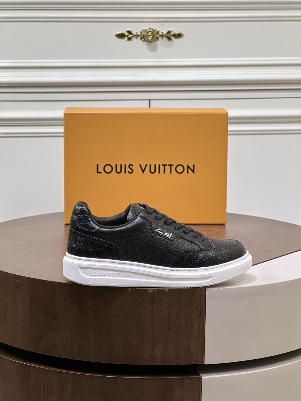 Louis Vuitton Black Low-Top Sneakers — side