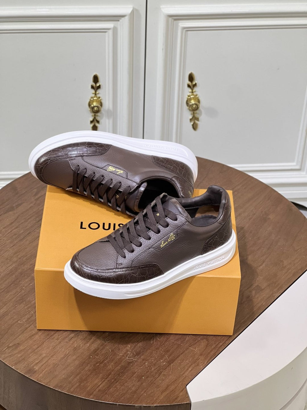Louis Vuitton Black Low-Top Sneakers — front