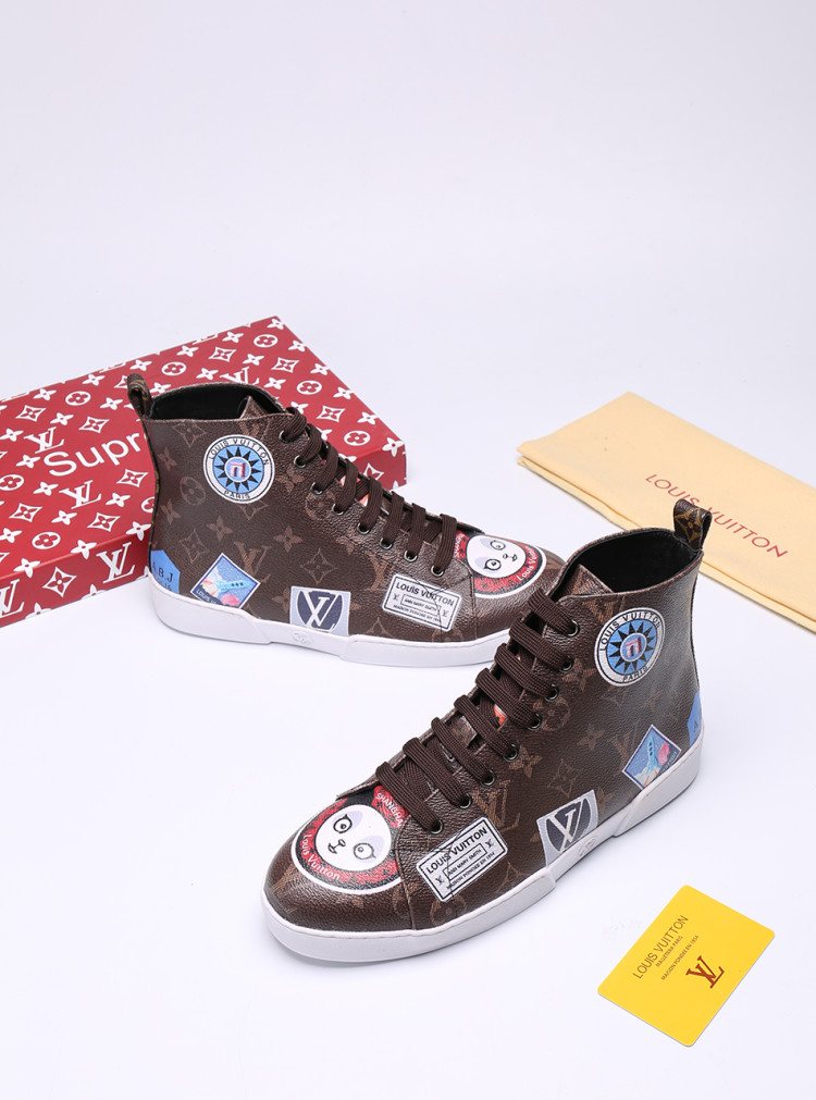 Louis Vuitton Graphic Patch High-Top Sneakers — front