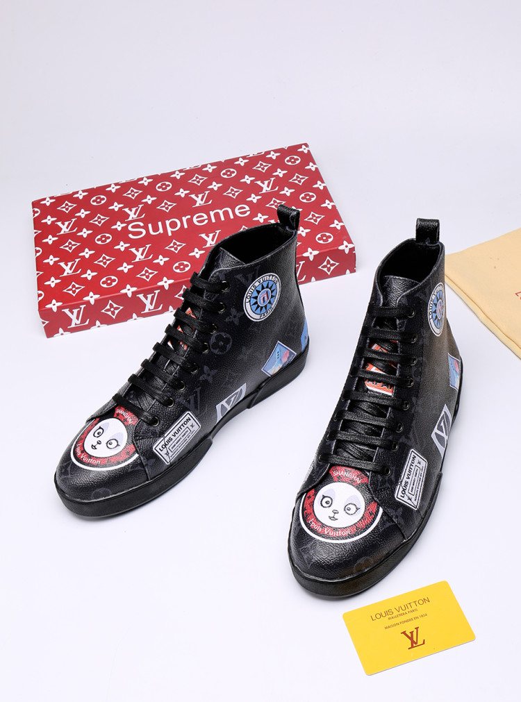 Louis Vuitton Graphic Patch High-Top Sneakers — front