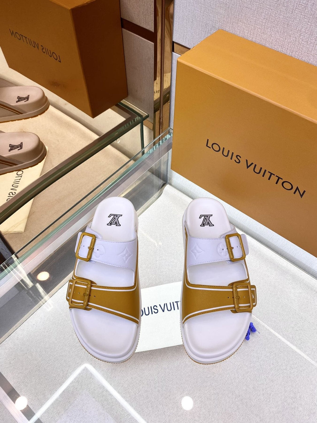 Louis Vuitton Double-Strap Slide Sandals — front