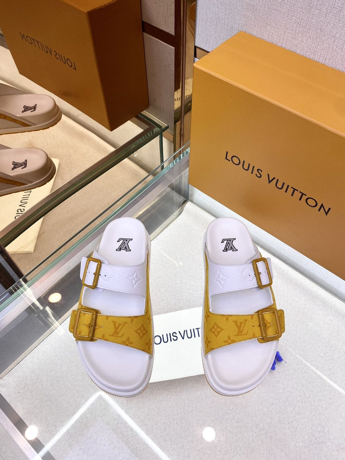 Louis Vuitton Double-Strap Slide Sandals — front