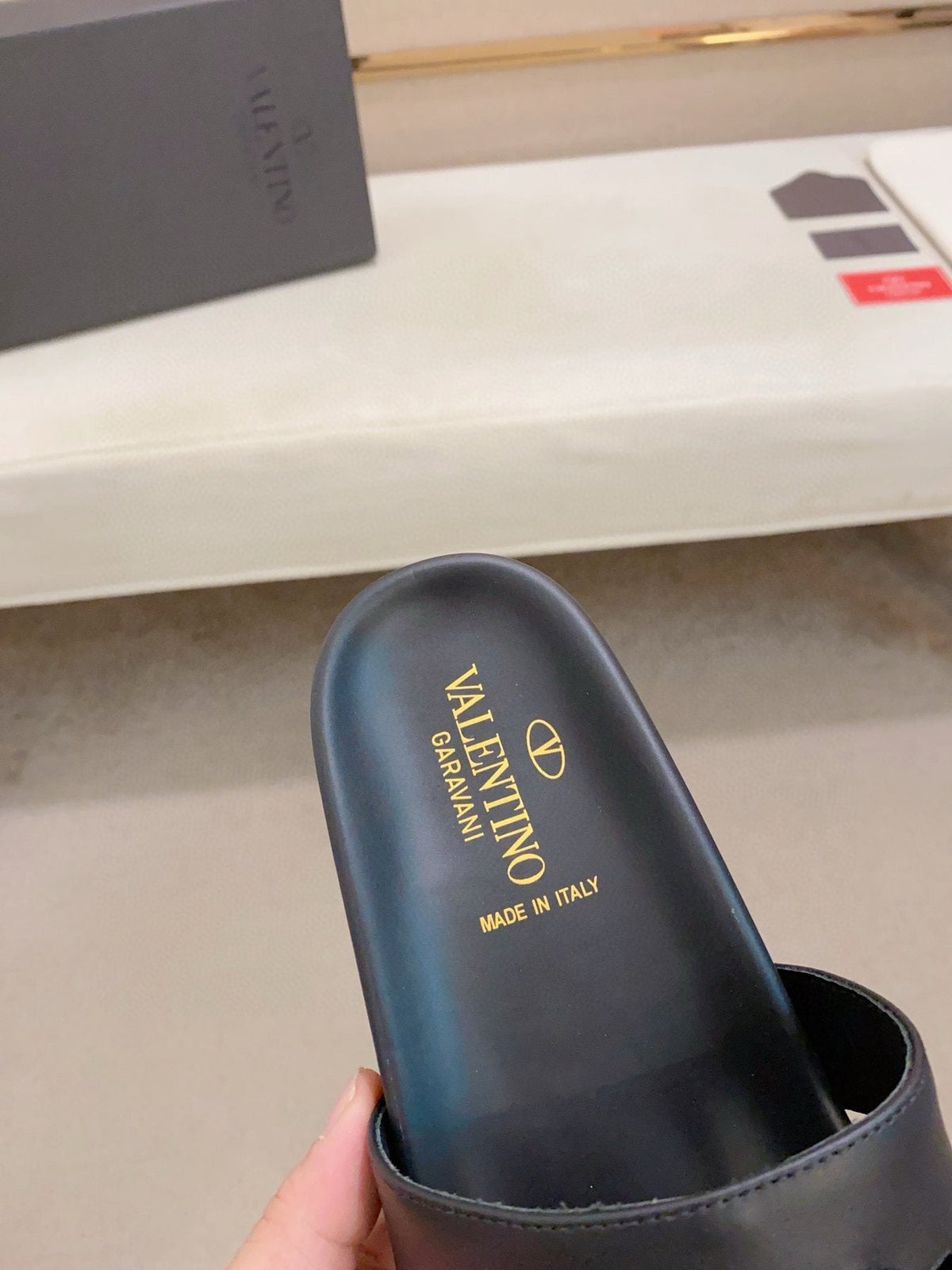 Valentino V-Detail Slide Sandals — front